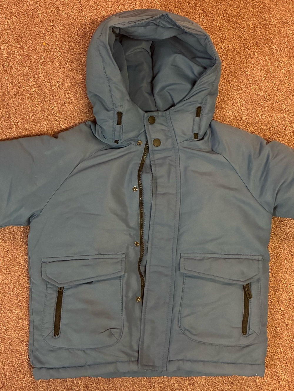 Zara Kids Steel Blue Hooded Puffer Jacket